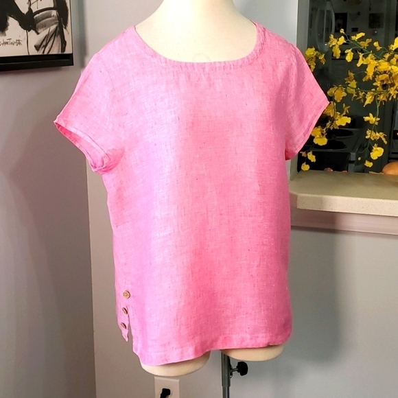 Cynthia Rowley pink woman's top. 100% Linen. Very good used condition. S… - Picture 1 of 9